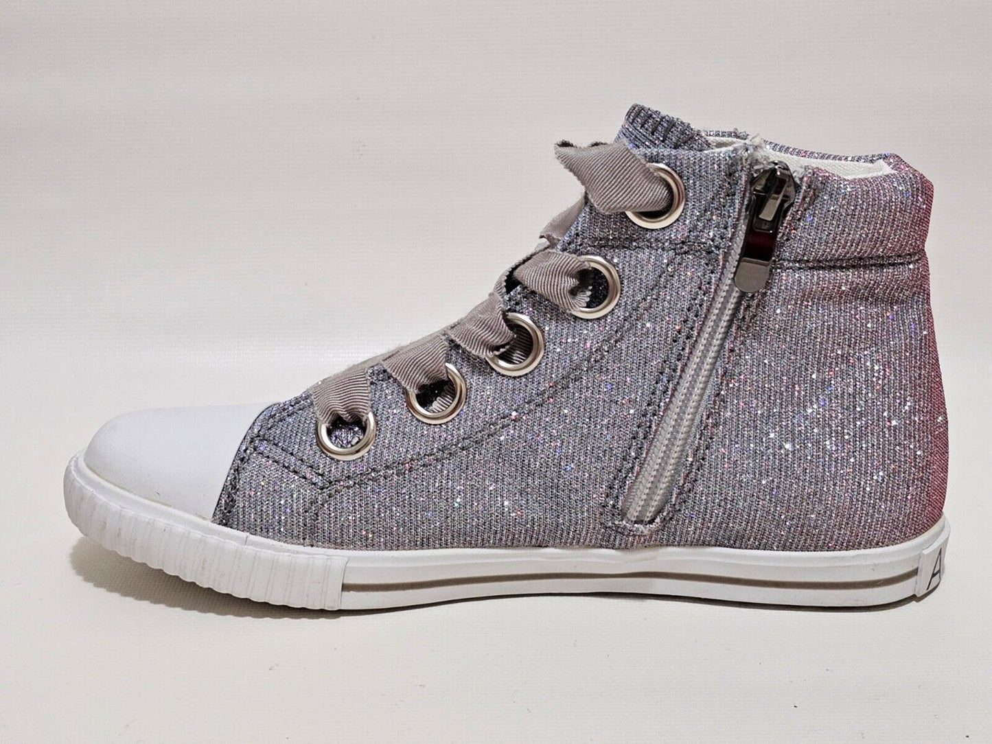 Shimmer Metallic Silver High Top Sneakers Girls Size 2