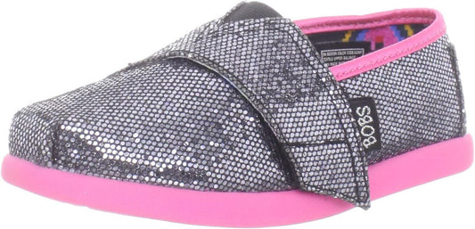 Skechers Bobs  Sneaker Sparkly Gunmetal/Neon Pink Big Kids Size US 3.5