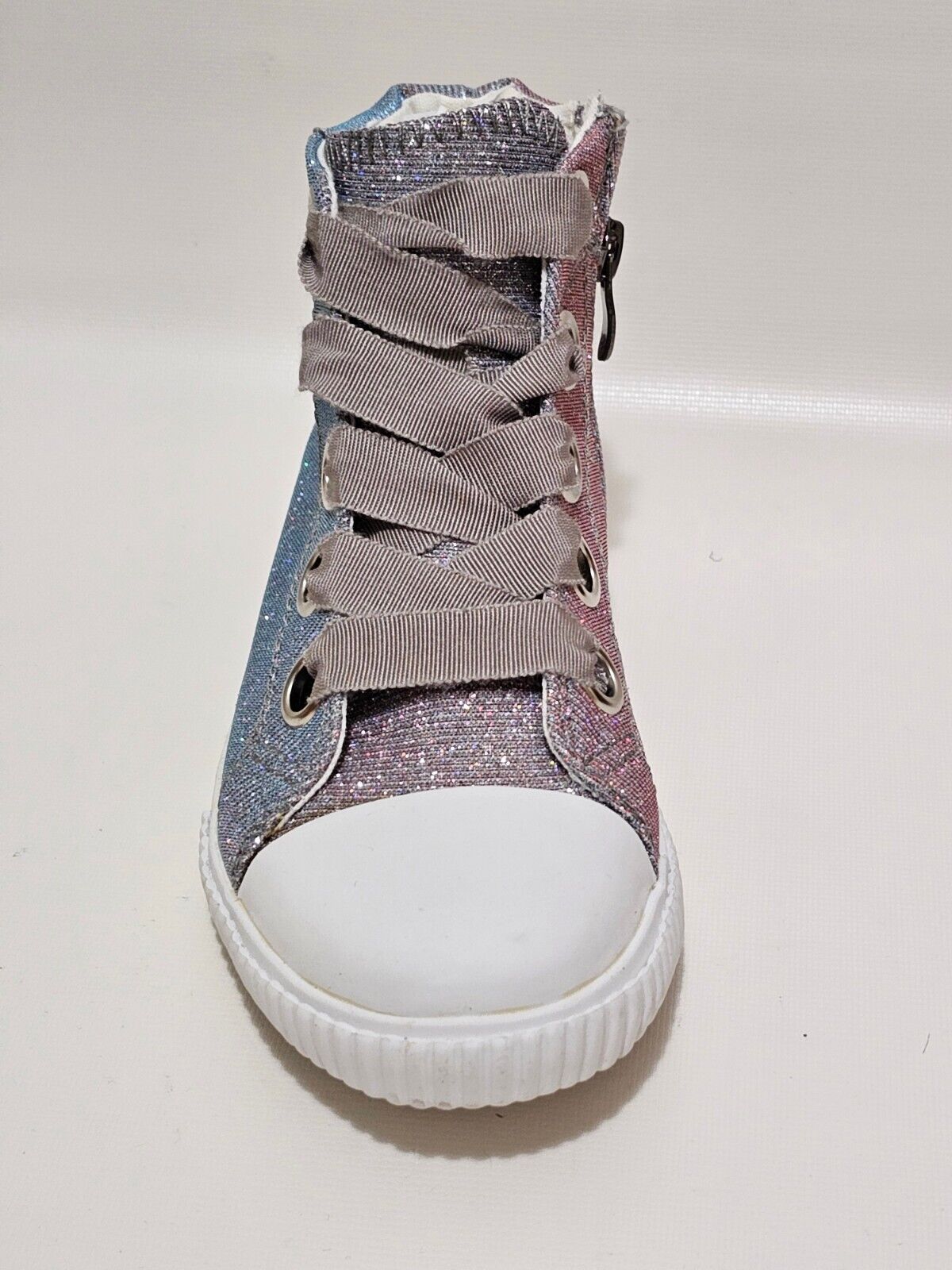 Shimmer Metallic Silver High Top Sneakers Girls Size 2