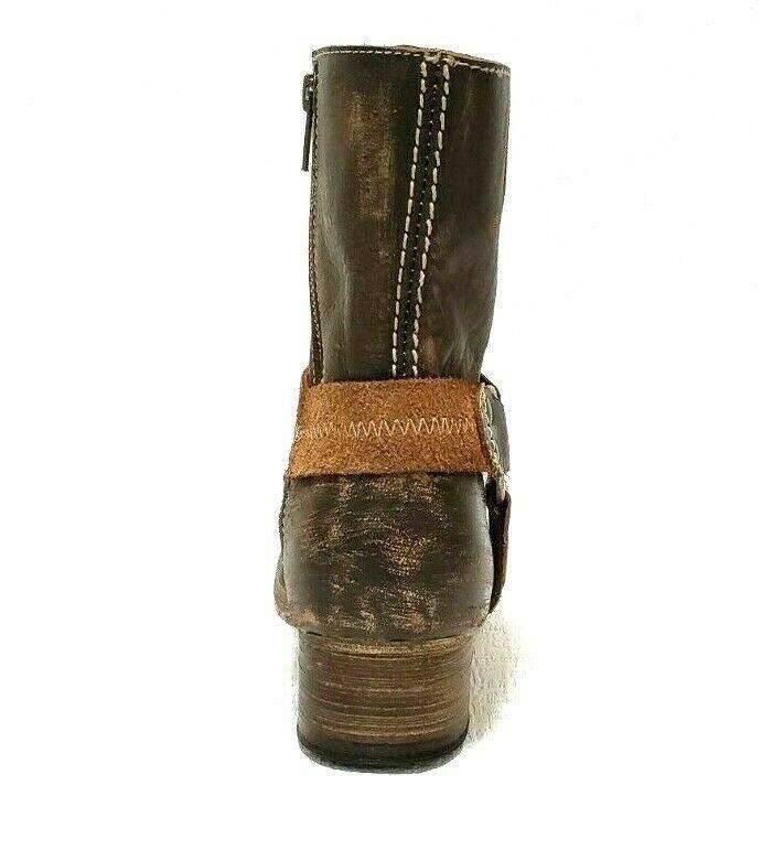 BED STU Roma Brown Distressed Leather Harness Biker Motorcycle Boots Women  Sz 6 - SVNYFancy
