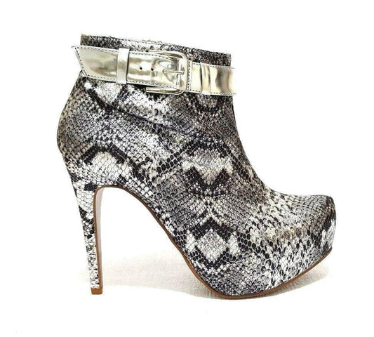 Bruno Menegatti Women's Leather High Heel Silver/Cobra Bootie Size 10 - SVNYFancy