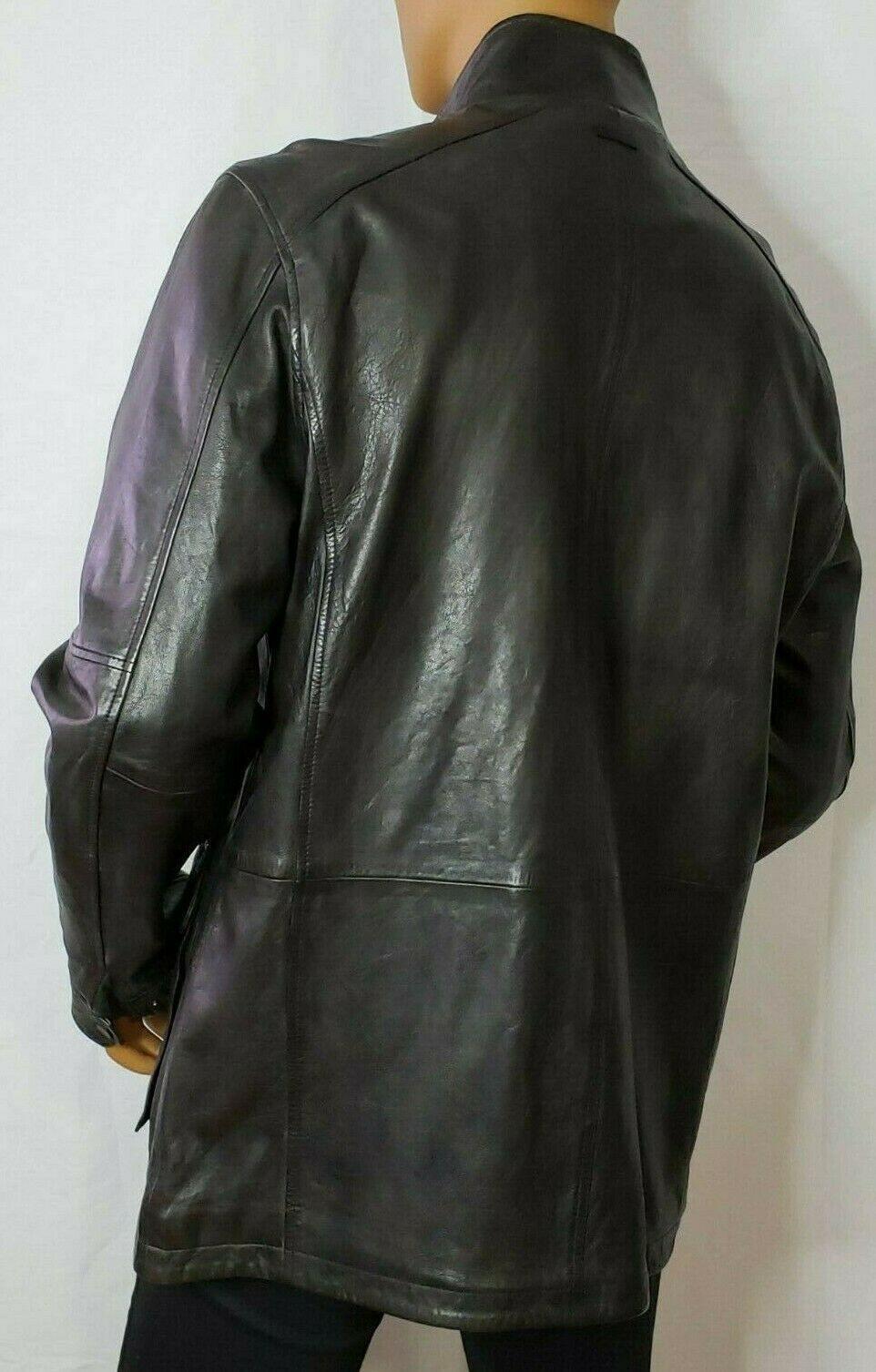 Andrew Marc Men's Leather Military Black Jacket Size M - SVNYFancy