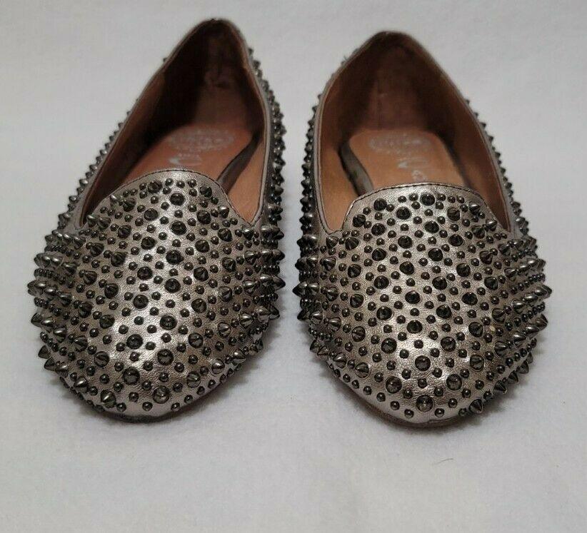 Jeffrey Campbell Martini Pewter Studded Leather Loafers Flats Women's Size US 6.5 - SVNYFancy