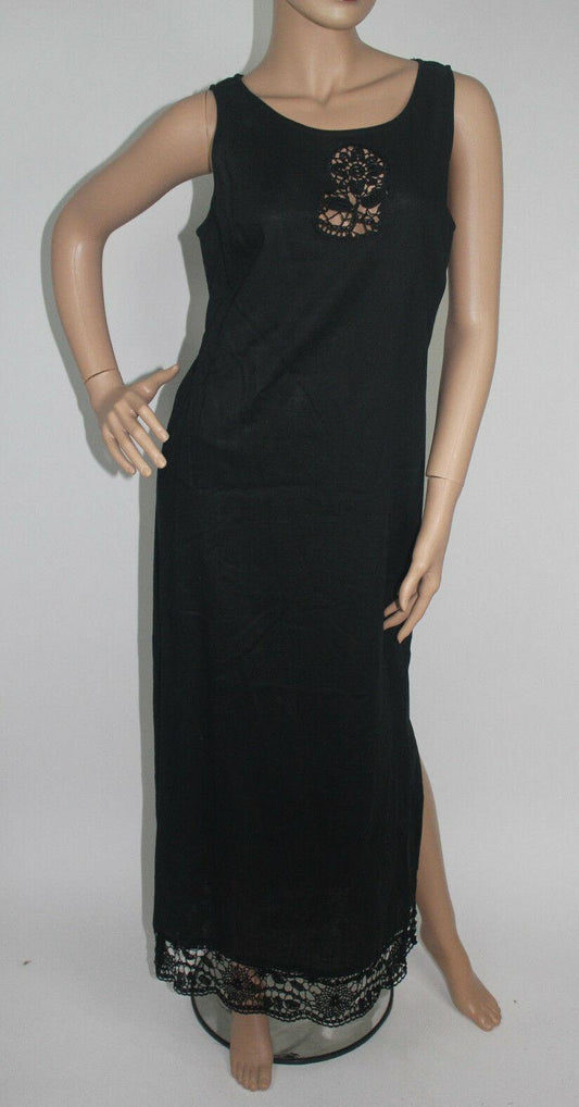 STUDIO I  Dress Women Black Maxi Dress 100% Linen Size 8 - SVNYFancy