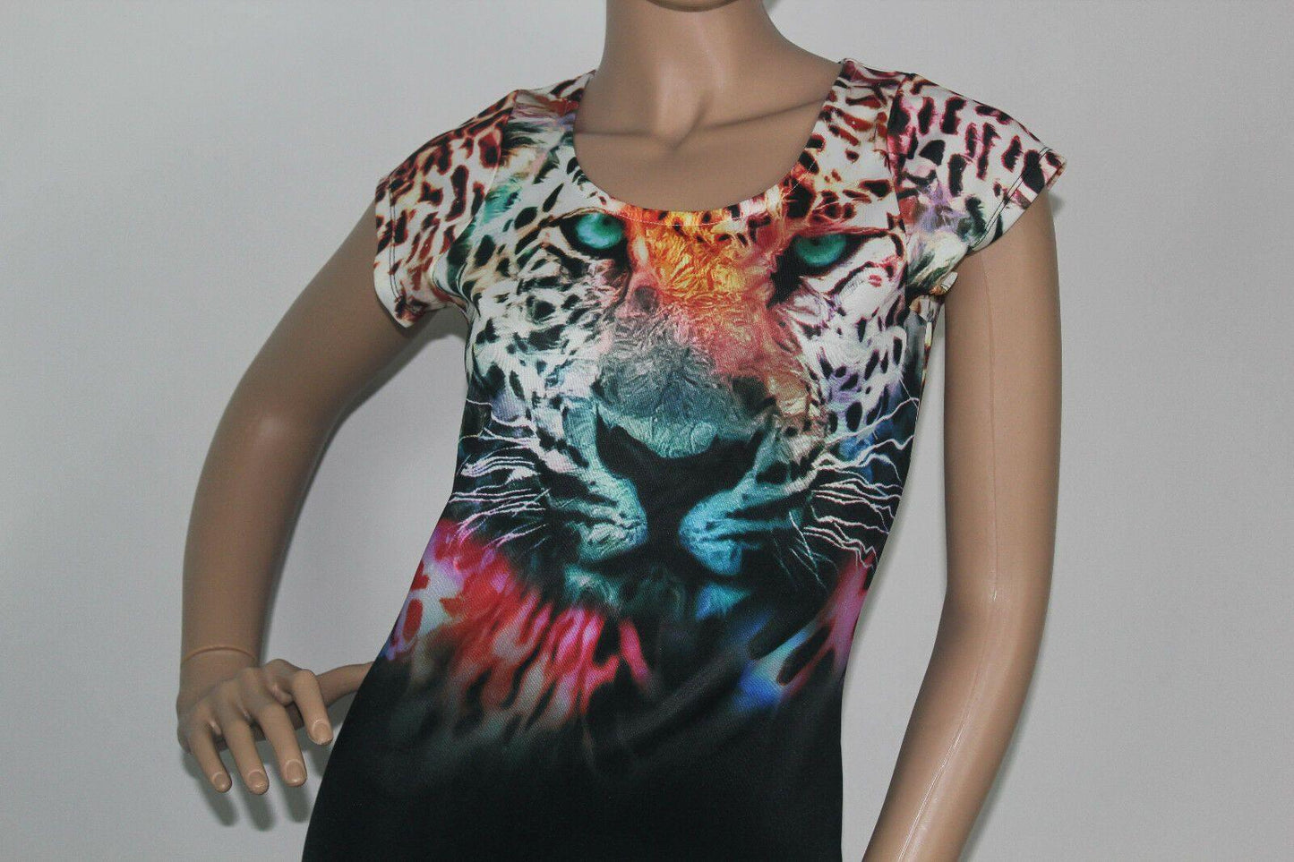 5th & LOVE  Cut Out Back Women's Dress Tiger Multi-Color Cap Sleeve  Size M - SVNYFancy