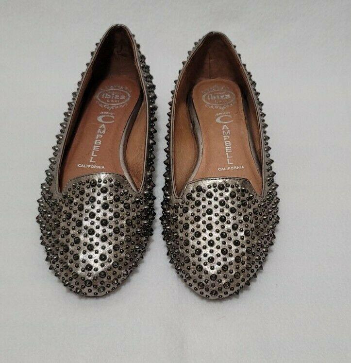 Jeffrey Campbell Martini Pewter Studded Leather Loafers Flats Women's Size US 6.5 - SVNYFancy