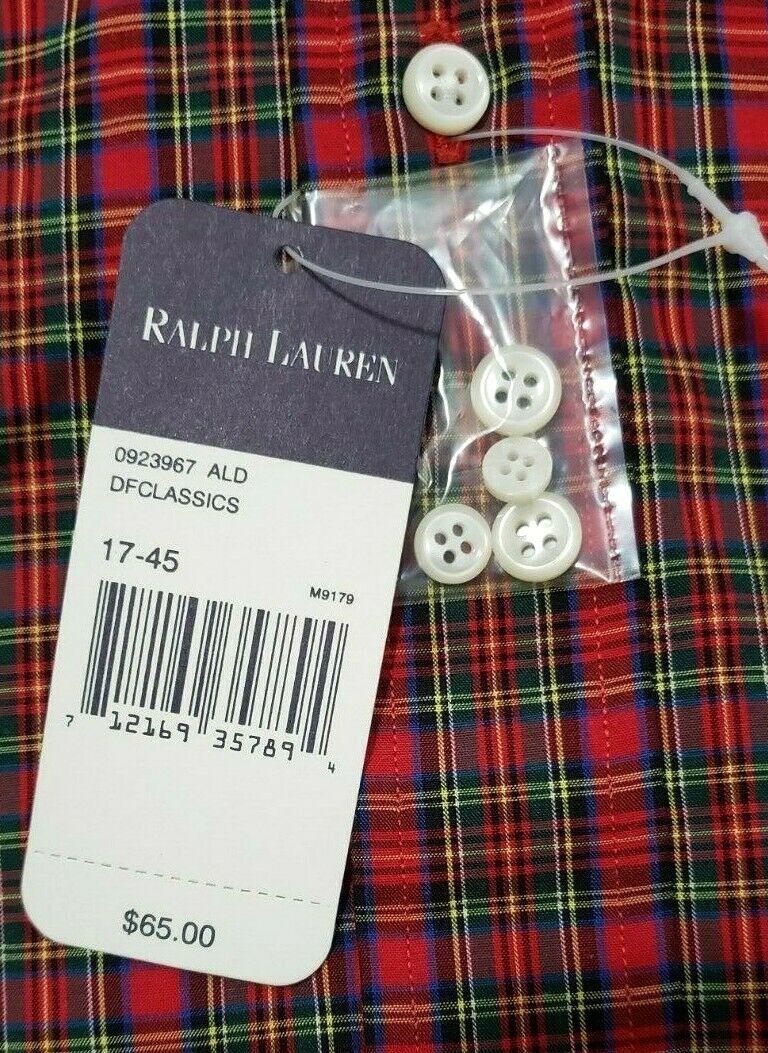Ralph Lauren Mens Long Sleeve Dress Shirt Yarmouth Red Plaid 17 34/35 - SVNYFancy