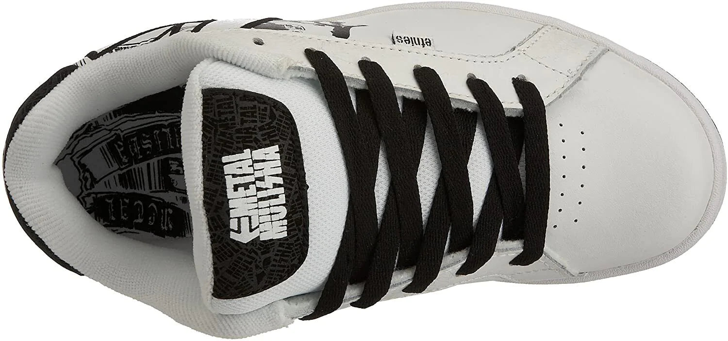 Etnies Fader White Leather Skate Kids Shoes Metal Mulisha Skulls Cranes US 1 Little Kid EU 32.5 - SVNYFancy