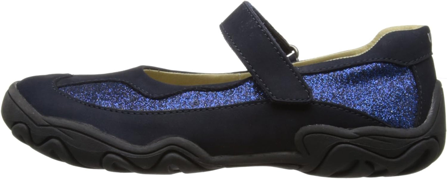 Zapatos UMI Glimmerz II Mary Jane de cuero con purpurina, color azul marino, talla US 3 | Talla UE 35