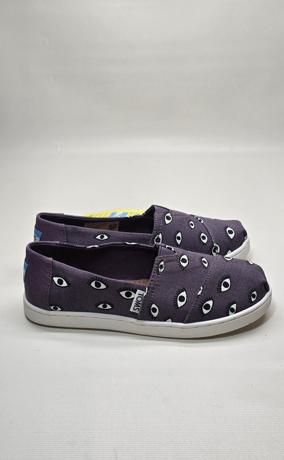 Toms Purple Eye Print Classic Slip On Flats Shoes Size Youth 2