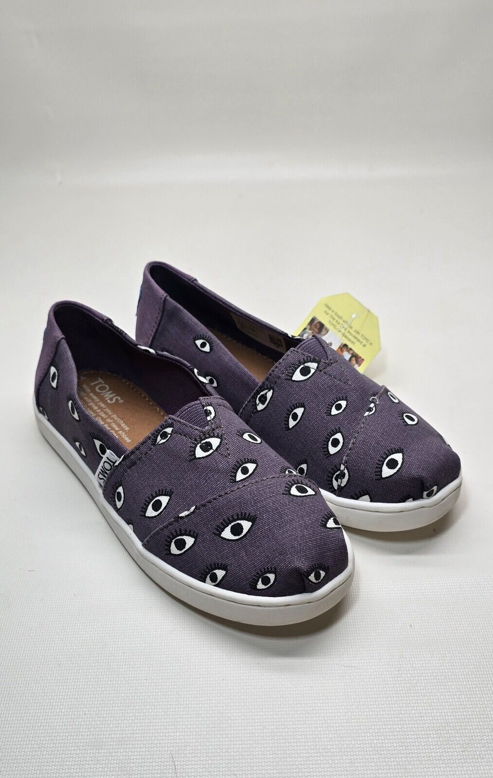 Toms Purple Eye Print Classic Slip On Flats Shoes Size Youth 2