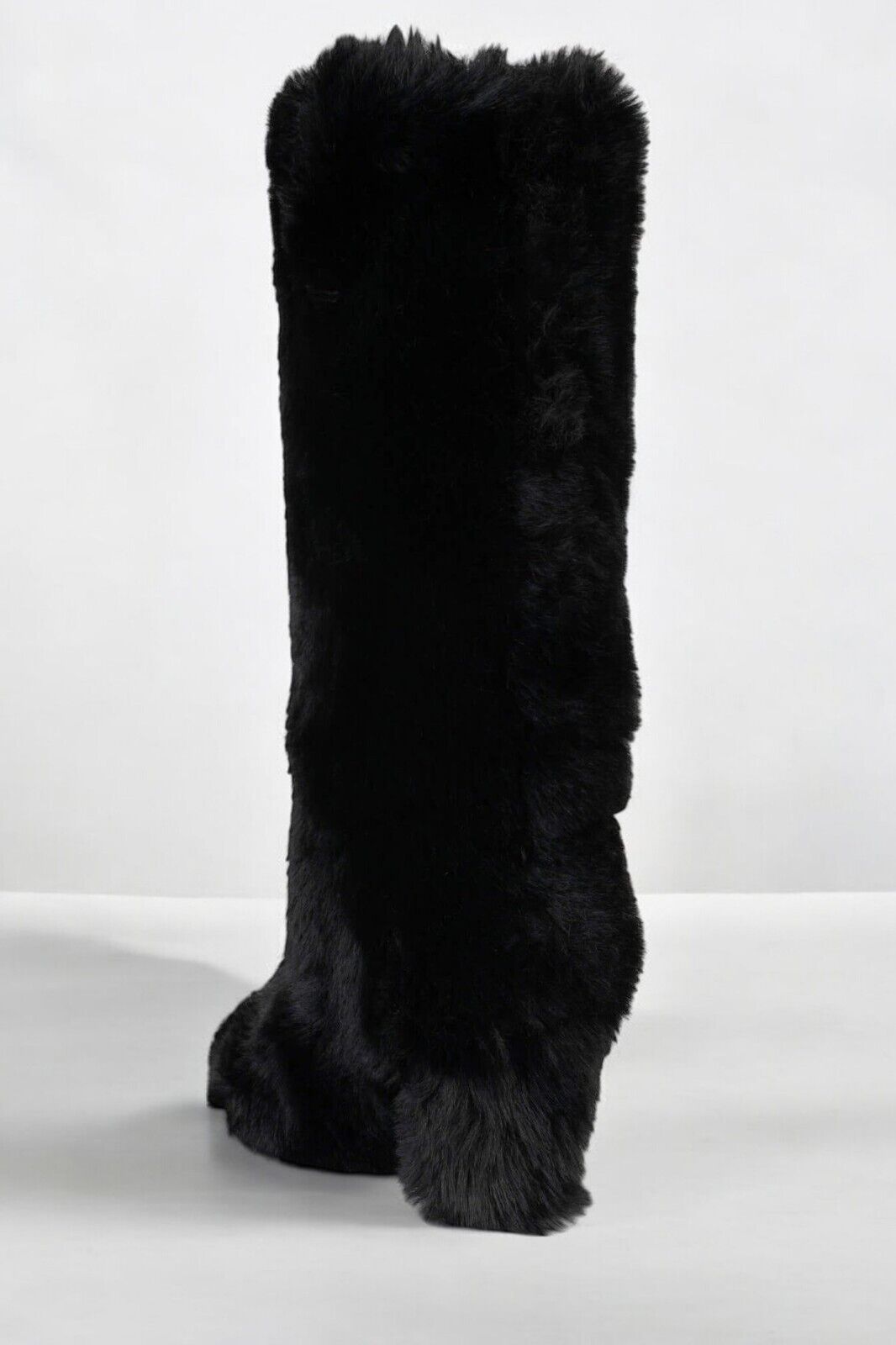 Jeffrey Campbell Fuzzie Black Fuzzy Fur Knee High Boots Size US 8