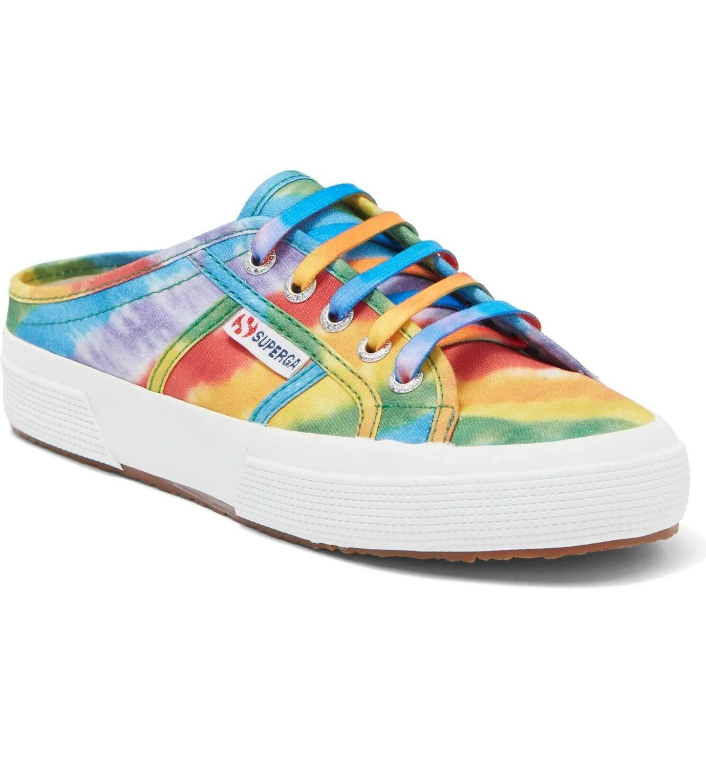 SUPERGA Zapatilla sin cordones Tie-Dye con cordones Multicolor Boho Rainbow Tied 8US / 39EU