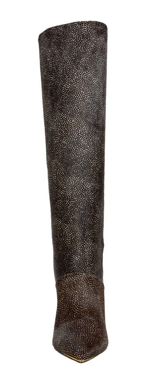 Tory Burch Lila 90 mm High- Knee Pull-on Leather Boots Black White Shimmering  9