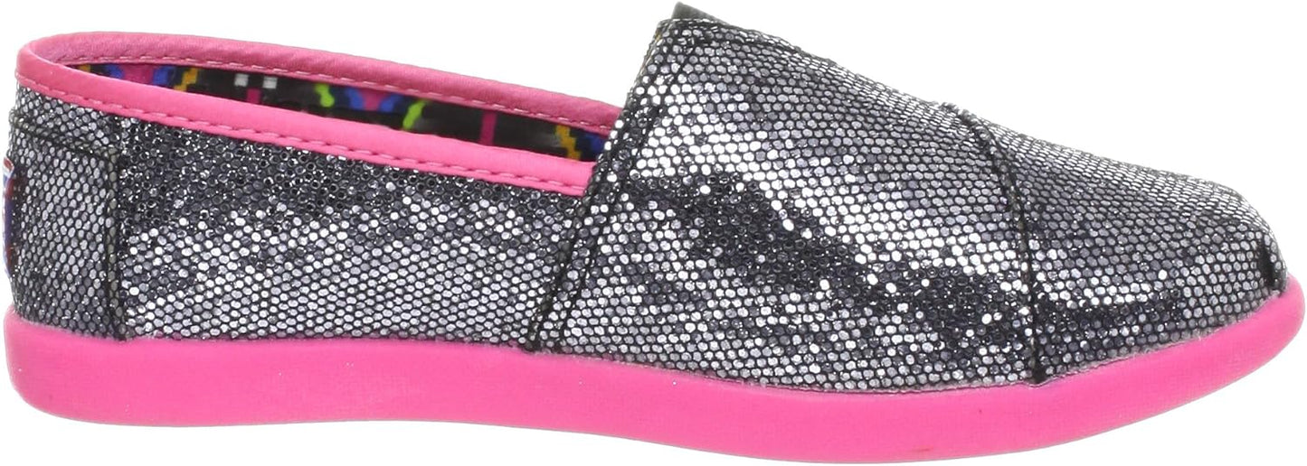 Skechers Bobs Sneaker Sparkly Gunmetal/Neon Pink Big Kids Size US 3.5