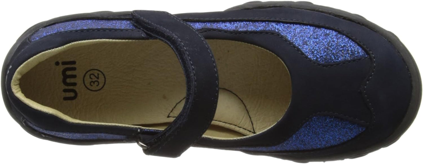 UMI Glimmerz II Mary Jane Chaussures à paillettes en cuir Marine Taille US 3 | Taille UE 35