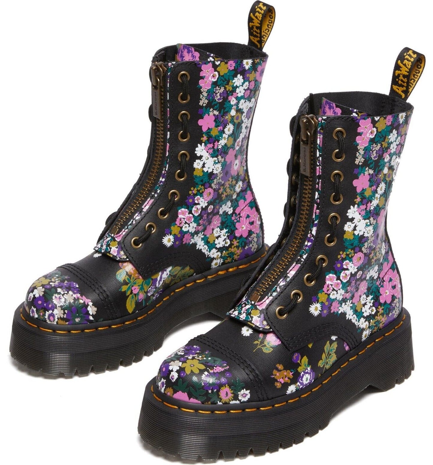 Dr. Martens Women's Sinclair Hi Platform Floral Leather Boots 10-Eye Size US 8