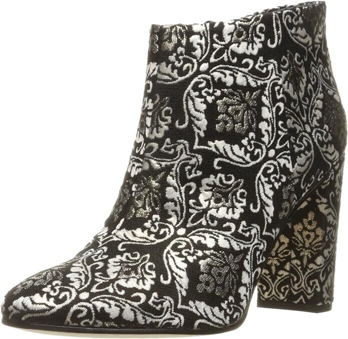 Sam Edelman Women's Cambell Black/Gold Damask Jacquard Ankle Boots Size US 6