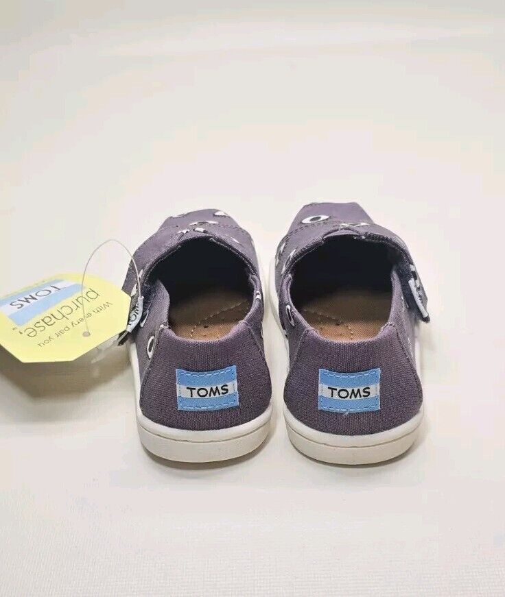 TOMS Toddler Girls' Purple Eye Print Canvas Alpargata Slip-On Shoes Size US  7