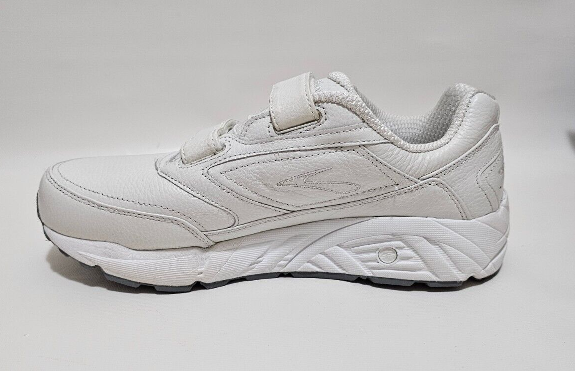Womens Brooks Addiction Walker V-Strap Leather White Shoes 2E Extra Wide Size 11.5