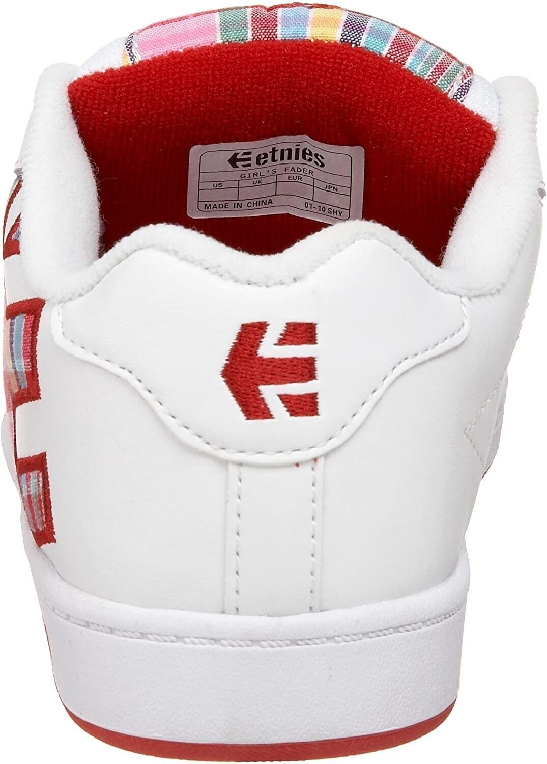 etnies Fader Leather Skate Shoe White Plaid  Size US 2.5 Little Kid