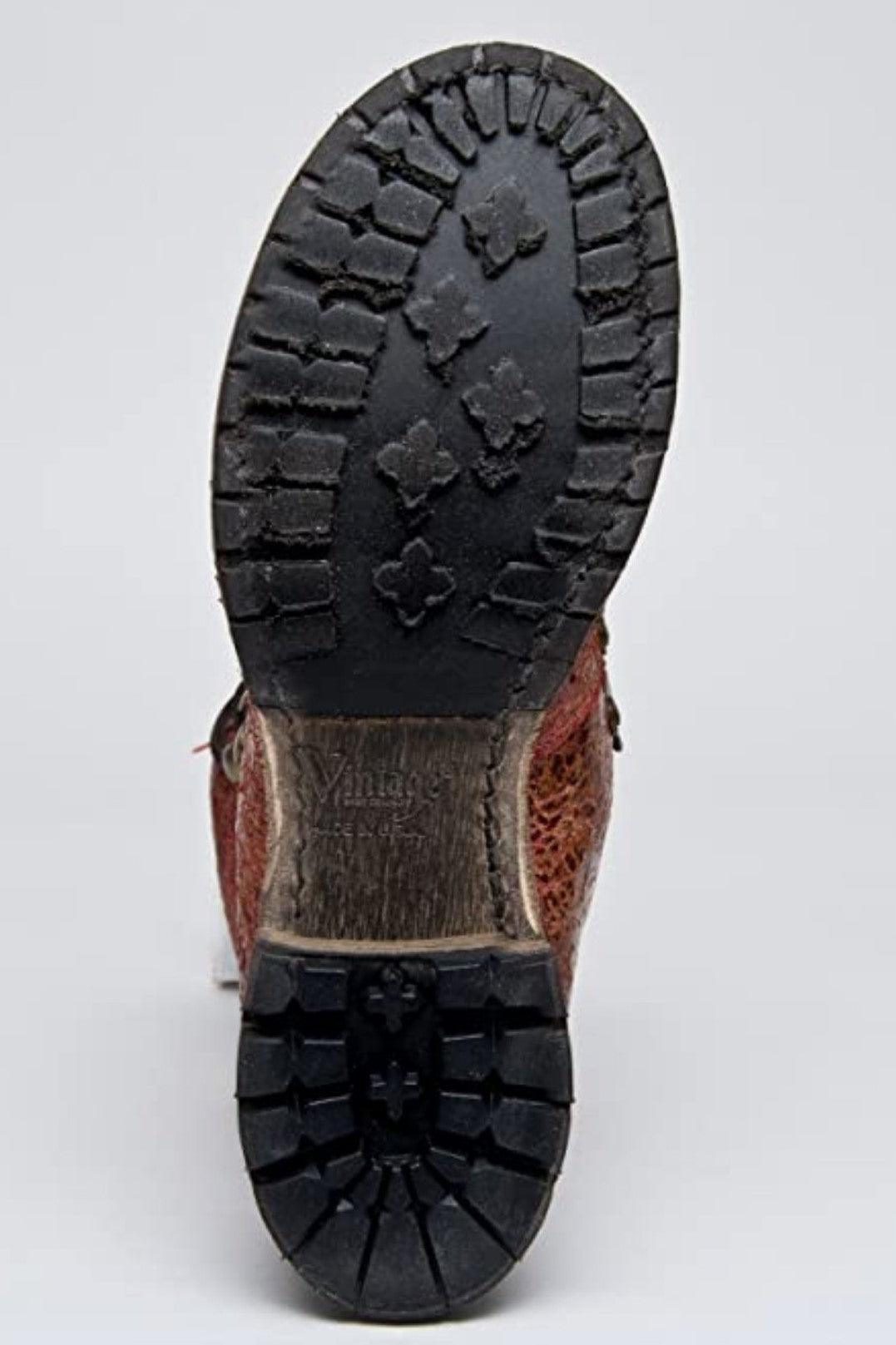 Vintage Shoe Company Minden Red Crackled Distressed Leather Hiker Boot  US 6.5 - SVNYFancy