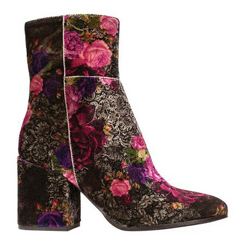 Summit by White Mountain, Shaw Velvet Floral Boot, Women Size 39 - SVNYFancy