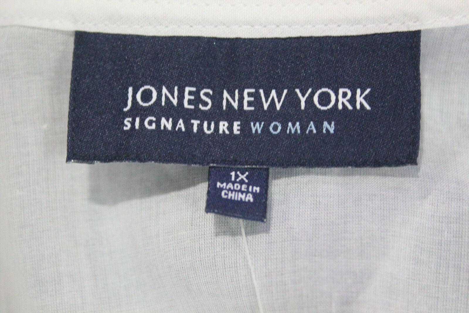 Jones New York Shirt Embroidered Women Blouses White Size 1X - SVNYFancy