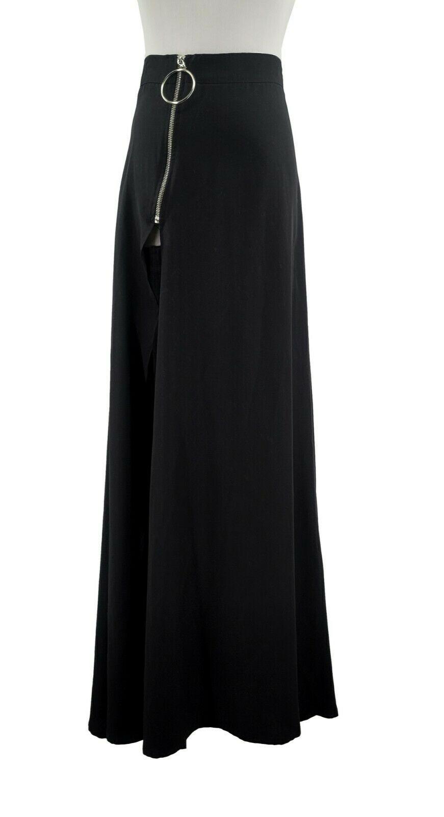 Bit Freak Long Full Length High Split Black Maxi Skirt Size M - SVNYFancy