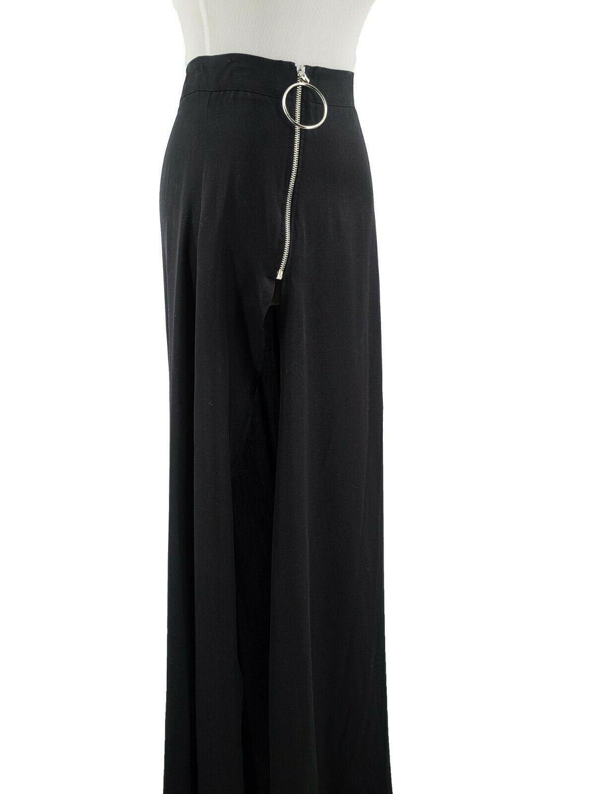 Bit Freak Long Full Length High Split Black Maxi Skirt Size M - SVNYFancy