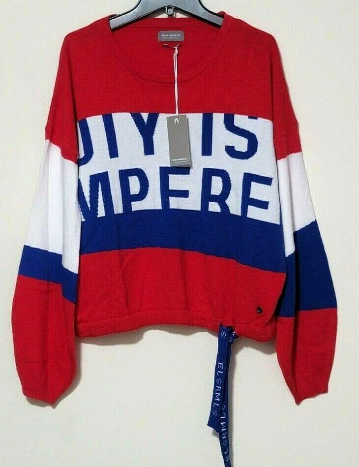 Elias Rumelis ER SMILLA Knitwear Boxy Top Pullover Red Blue White Size S - SVNYFancy