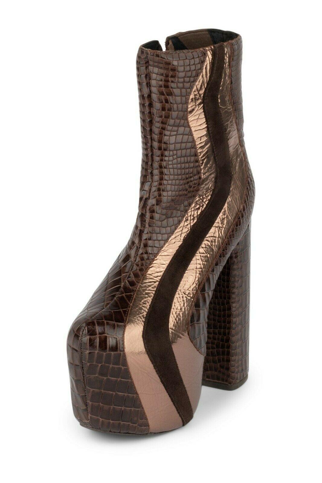 Jeffrey Campbell Rockstar Brown Metallic Platform Boots Size US 8 - SVNYFancy