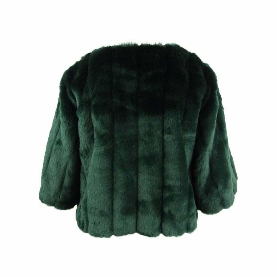 Calvin Klein Womens Faux-Fur Green Malachite Evening Shrug Size XL - SVNYFancy