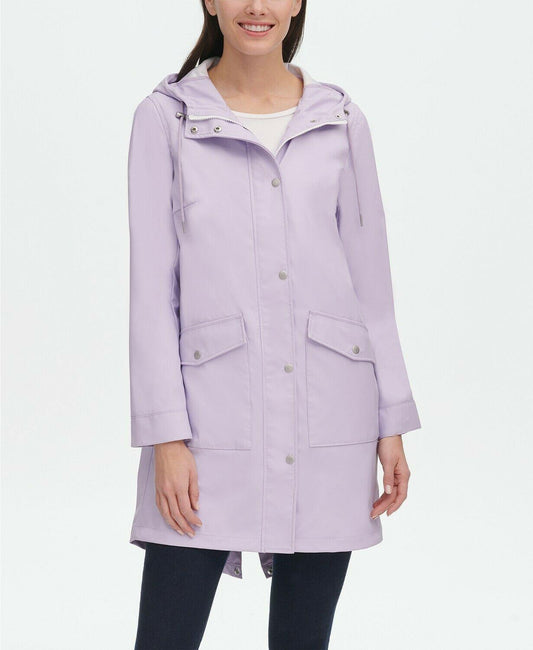 Levi's Womens Long Hooded Slicker Rain Jacket Raincoat Polyurethane Lavender S - SVNYFancy