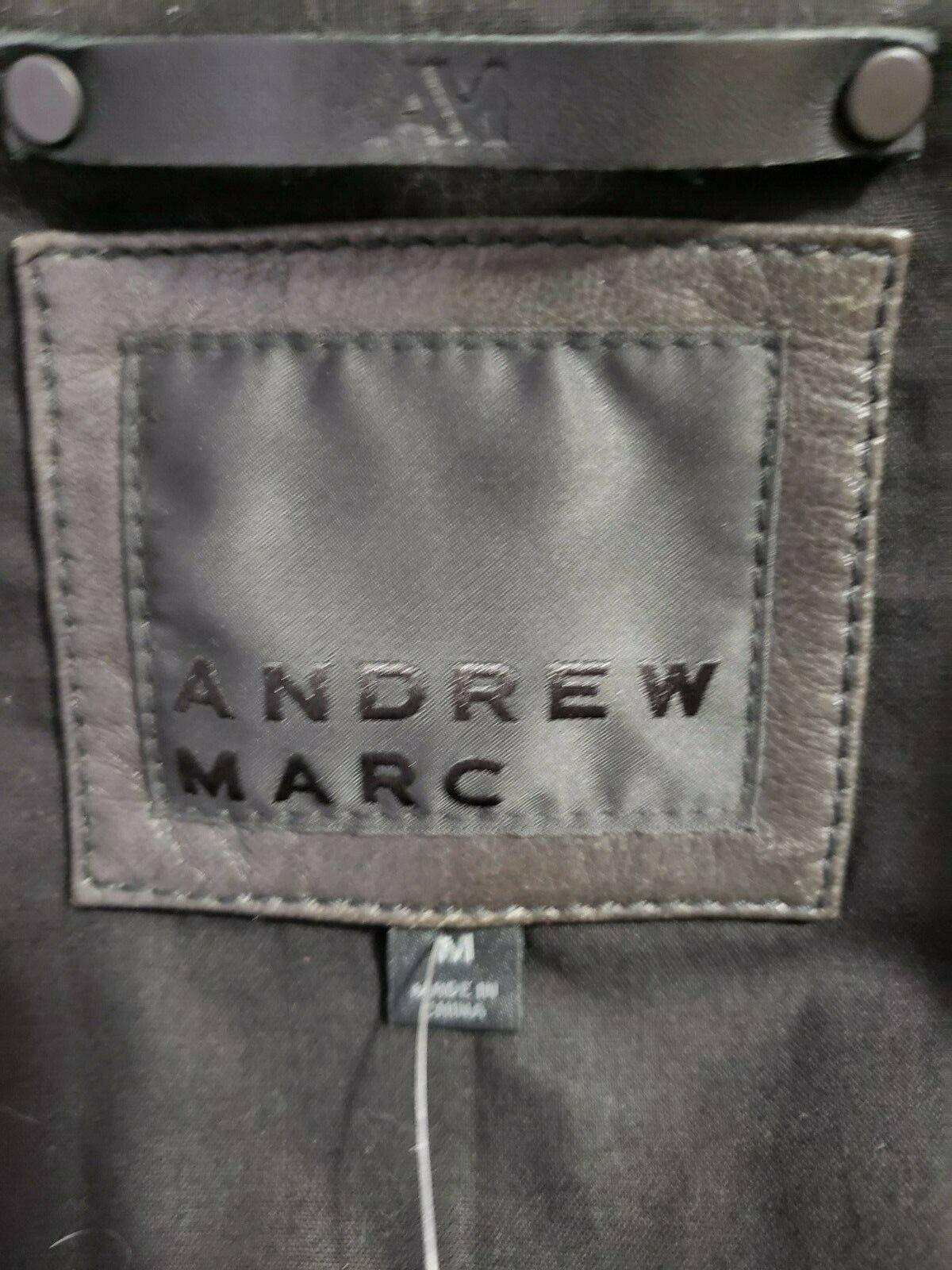 Andrew Marc Men's Leather Military Black Jacket Size M - SVNYFancy