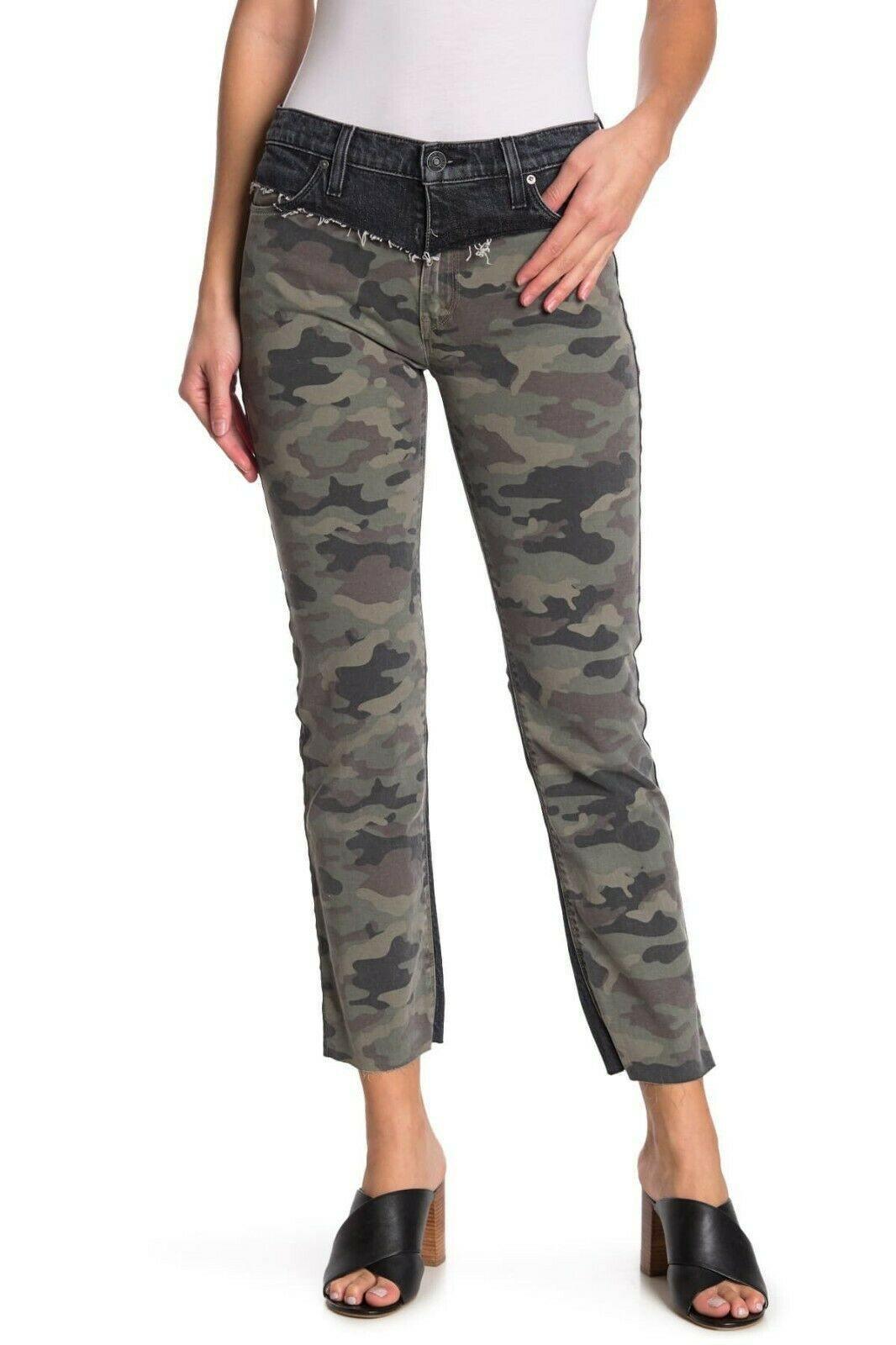 Hudson Womens Barbara Green Camouflage Denim Straight Leg Jeans 28 - SVNYFancy