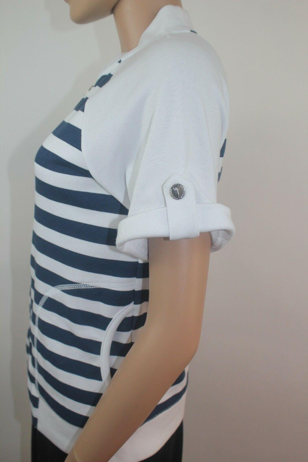 Hearts of Palm Womens Jacket Striped White and Blue Short Sleeve Size XS - SVNYFancy