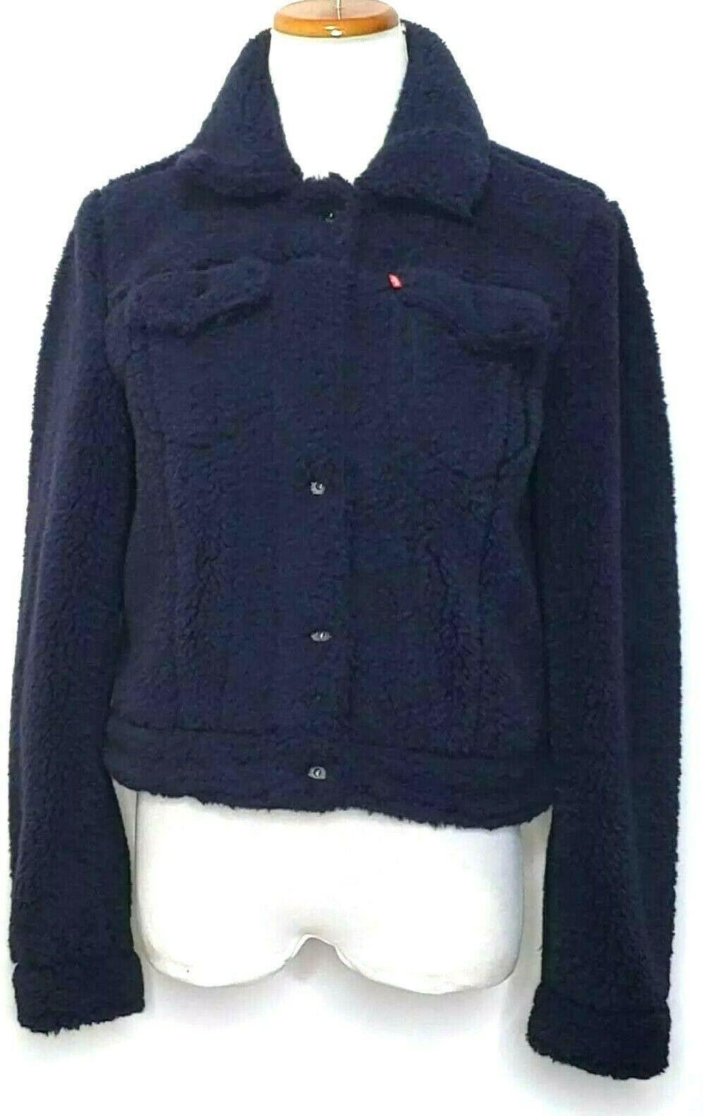 Levi's  Women's Sherpa Teddy Bear Trucker Jacket Blue with Pockets Size S - SVNYFancy