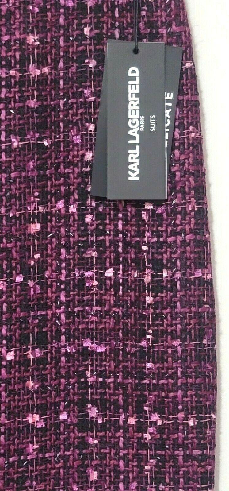 Karl Lagerfeld Paris Pencil Tweed Purple Skirt Knee Length Lined Zip Back - SVNYFancy