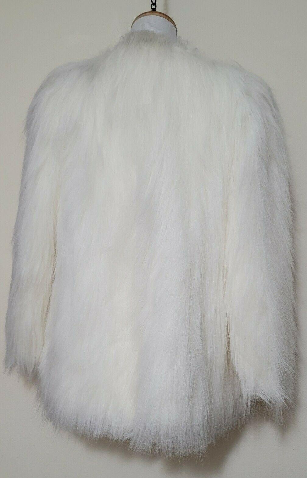 Vintage RUSSEL TAYLOR White Mongolian Faux Fur Jacket Coat Womens Size S-M - SVNYFancy