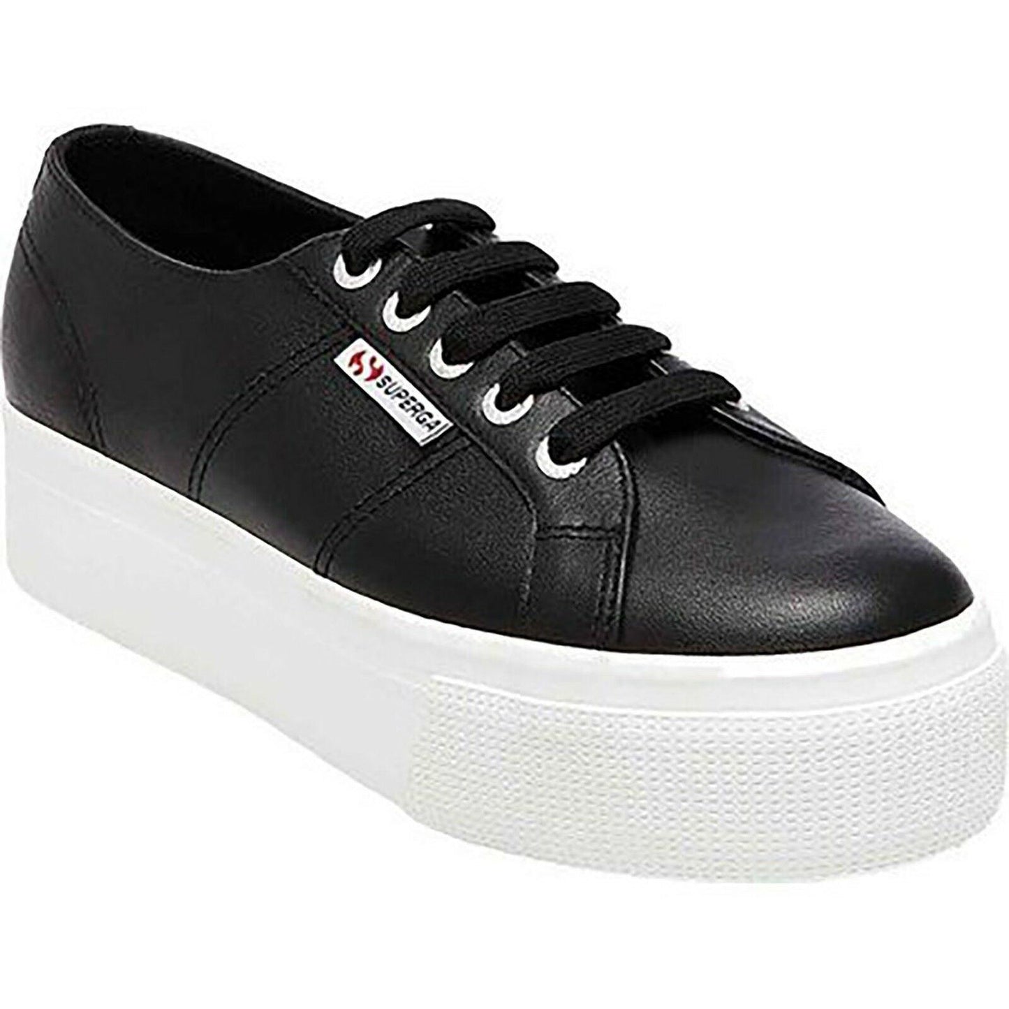 Superga Women's 2790 Black Leather Platform Fashion Sneaker Size EU 41 US 9.5 - SVNYFancy