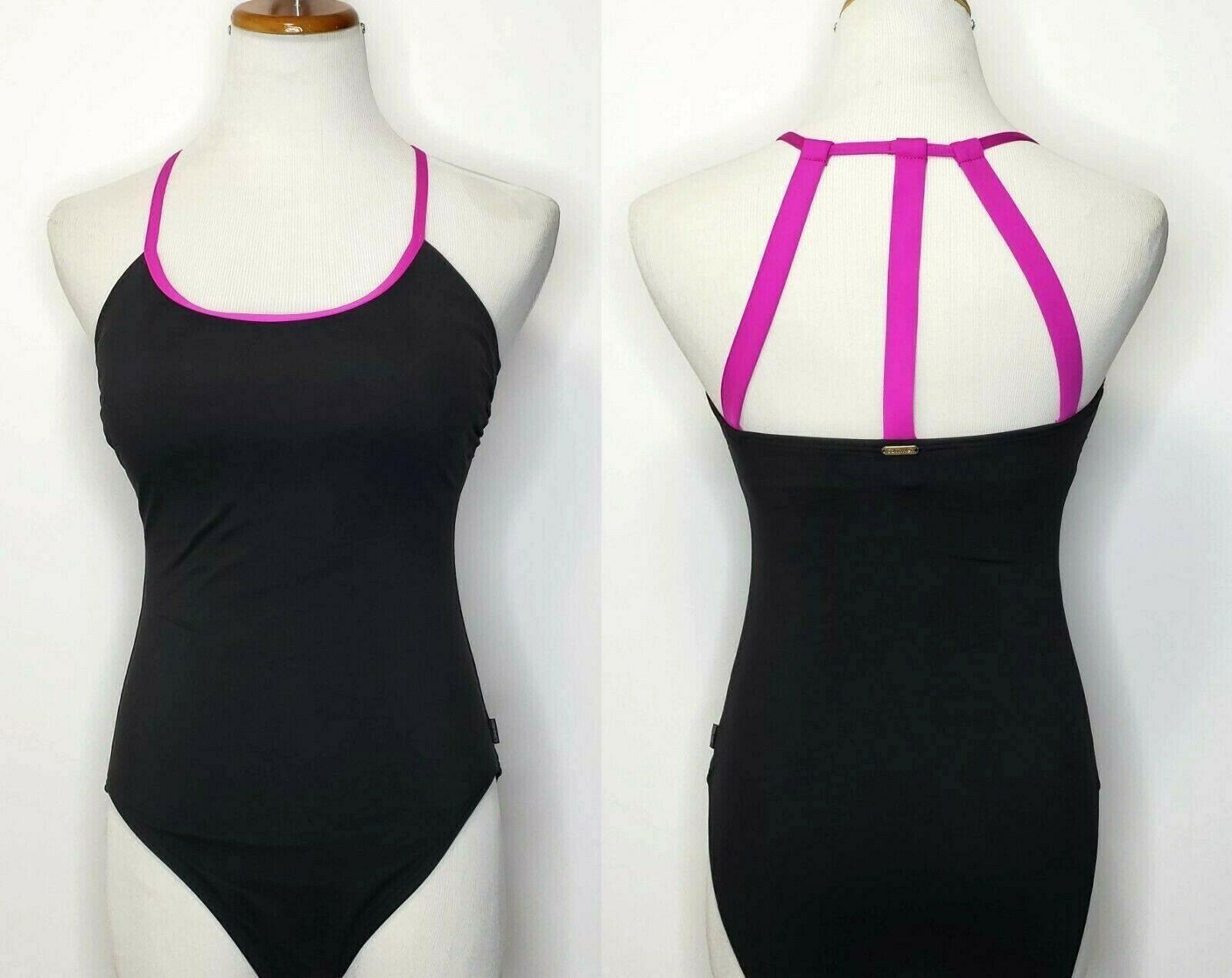 Calvin Klein Womens Purple Black One Piece Swimsuit  Swimwear Size 6 - SVNYFancy