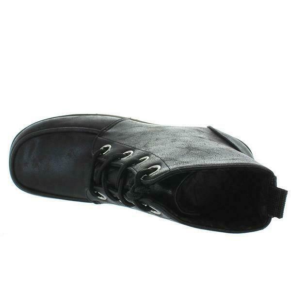 T.U.K. A8663L Tuk Ladies Shoes Black Distressed Vegan Leather Nosebleed Boot 6 - SVNYFancy