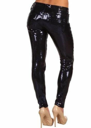 AG Adriano Goldschmied Navy Sequin Ankle Leggings Pants Jeans Size 27 - SVNYFancy