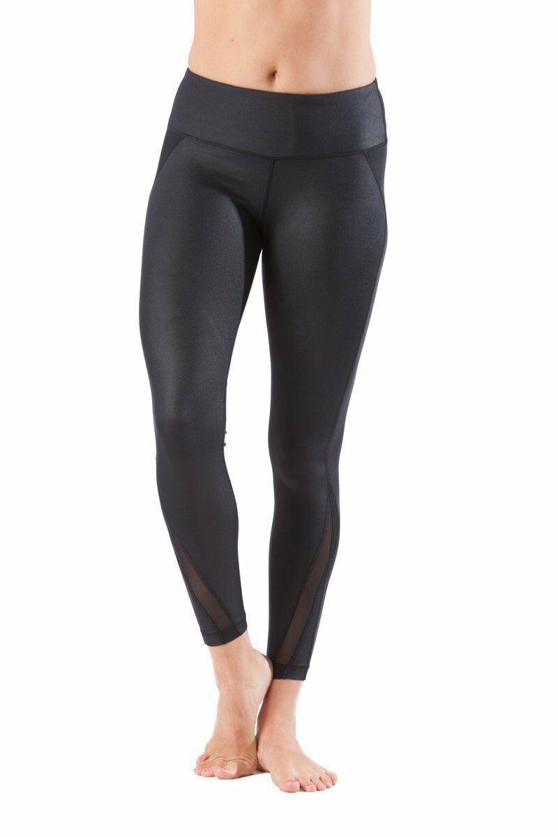 90 Degree By Reflex Liquid Look Combination Ankle Length Leggings Black Size S - SVNYFancy