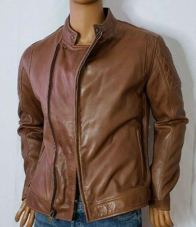 WILSONS Men's Leather Brown Leather Biker Moto Jacket Size M - SVNYFancy