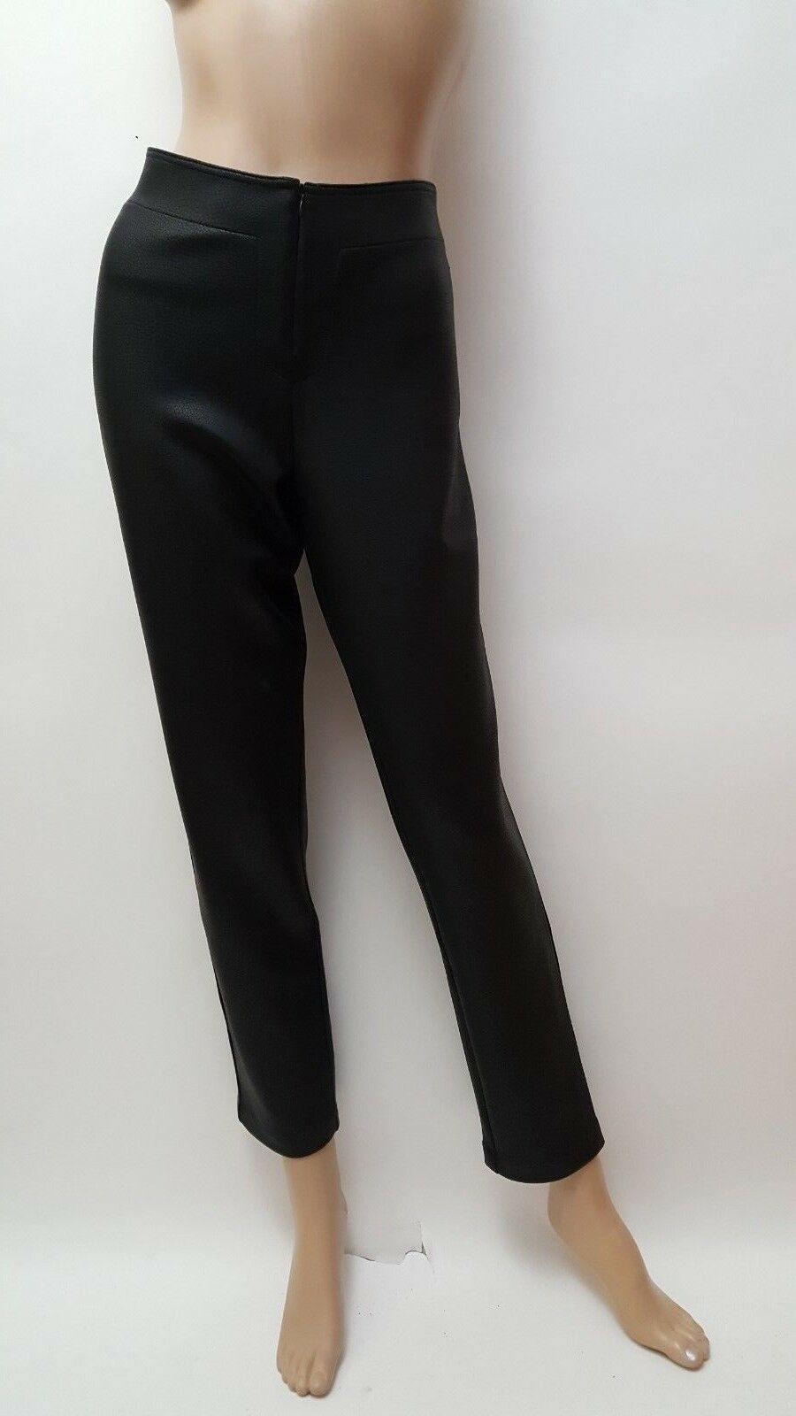 Anni Kuan Designer Womens High Waist Textured  Black Pants Size 6 - SVNYFancy