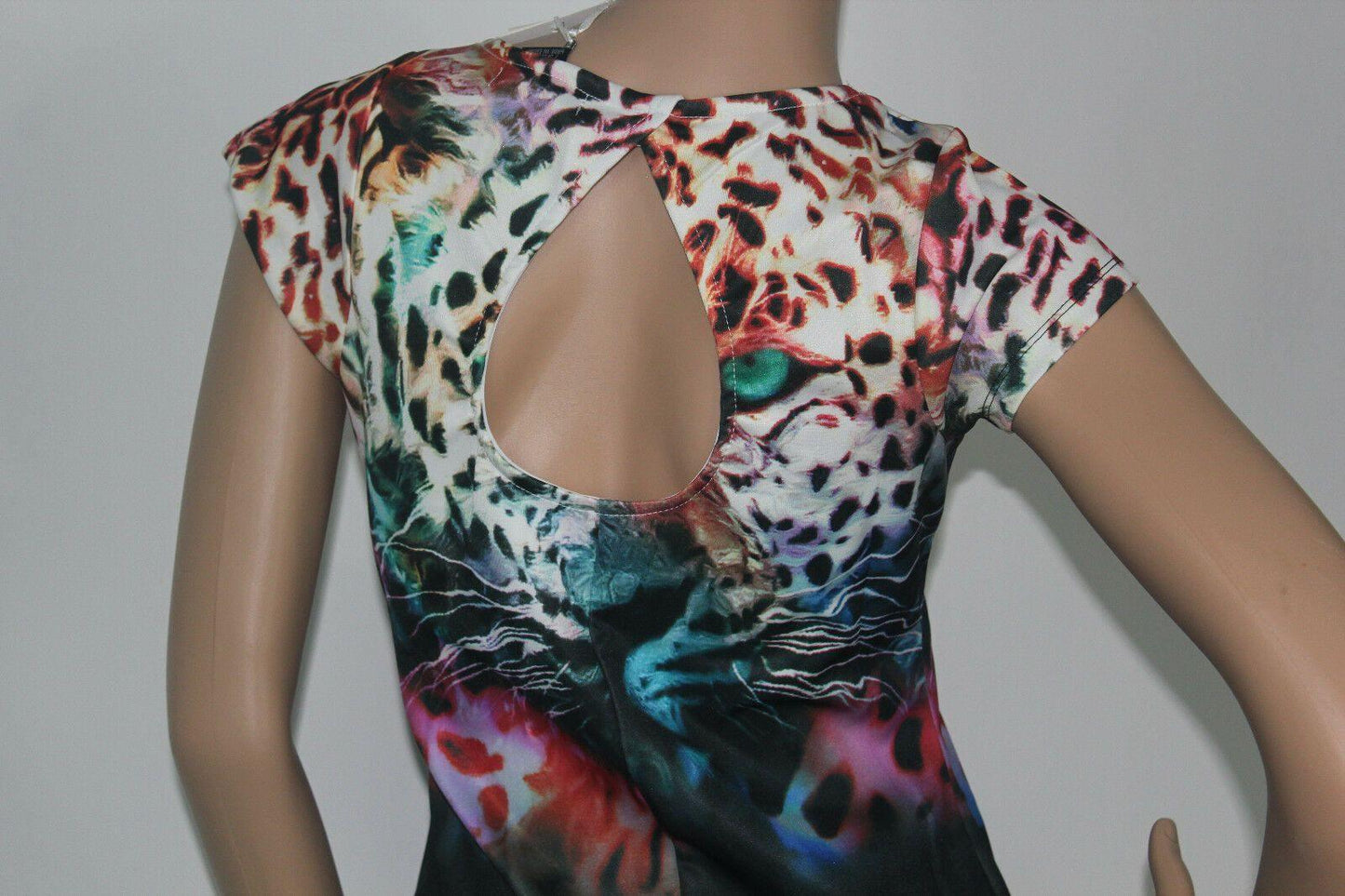 5th & LOVE  Cut Out Back Women's Dress Tiger Multi-Color Cap Sleeve  Size M - SVNYFancy