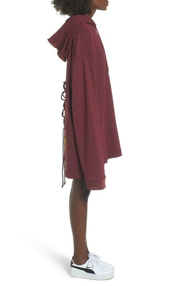 Puma Fenty By Rihanna Longline FU University Lace-Up Hoodie Sweatshirt Dress  S - SVNYFancy