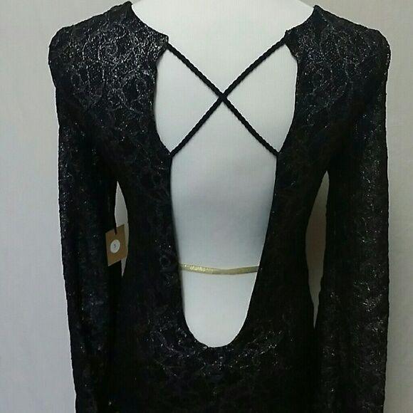 Nightcap x Carisa Rene Priscilla Lace Open Back Dress Metallic Lace  Size 2 - SVNYFancy